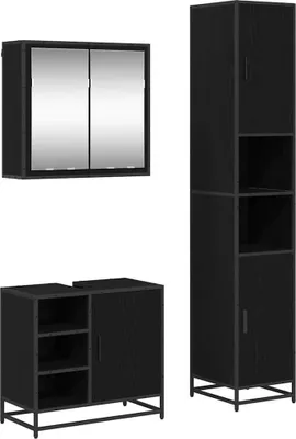 Obrázok produktu pre Sada kúpeľňového nábytku 3 pcs Čierny dub Kompozitné drevo