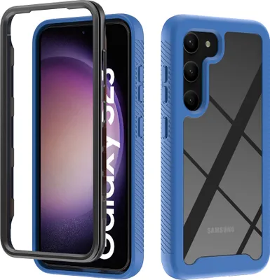Produktbild von Galaxy S23 Hülle, Hybrid Transparente Rückseite Robust TPU Bumper Rutschfest Stoßfest Ganzkörper Schutzhülle für Samsung Galaxy S23 Dunkelblau