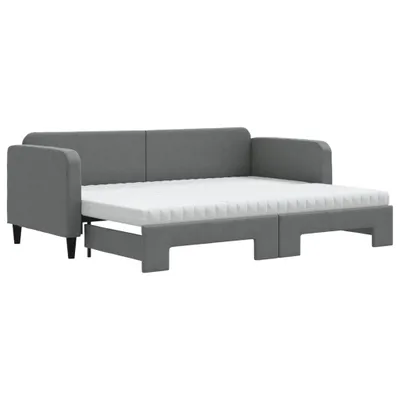 Obrázek produktu pro Válenda s přistýlkou a matracemi tmavě šedá 80 x 200 cm textil