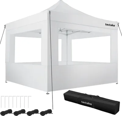 Image de Pavillon de jardin pliable en aluminium 3 x 3 m avec 4 parois latérales - blanc