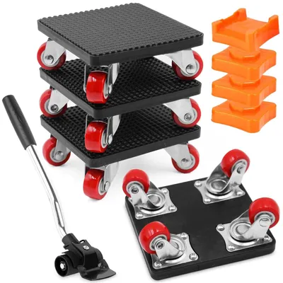Produktbild von Möbelroller Möbeltransportroller Möbelheber - 4er Set - 360 Grad drehbar - 500 kg Tragkraft - Mit Verlängerungsstange