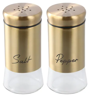 Salz- und Pfefferstreuer-Set, 2er, Gold, 150 ml, Edelstahl/Glas