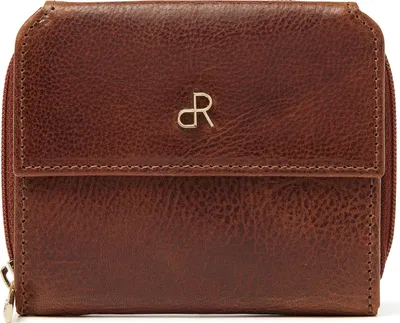Produktbild von dR Amsterdam Damen Geldbörse Leder Kompakt mit Reißverschluss & Overslag | 8 Kartenfächer, Münzfach & RFID | Milan - 28179 Cognac