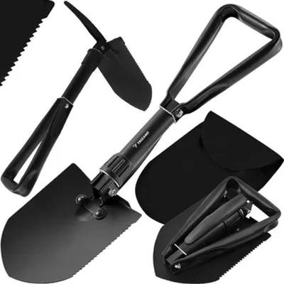 Produktbild von Klappspaten mit Spitzhacke im Etui - schwarz 16 cm x 25 cm x 60 cm