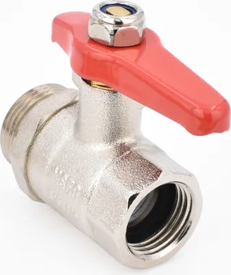 Produktbild von Kugelhahn 3/4 Zoll AG x 1/2 Zoll IG, Messing vernickelt, 30 bar, -0°C bis 120°C, einseitig verlängerter Knebelgriff