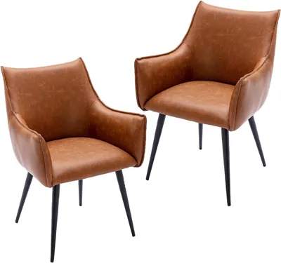 Immagine prodotto di Poltrona - Divano - Poltrona relax - Set da 2 - Design moderno - Ecopelle marrone - Con gambe in metallo