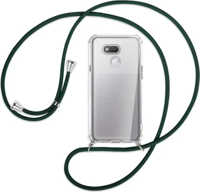 Produktbild von Handykette Backcover-Schutzhülle mit Band (Metall silberfarben) für HTC Desire 12s - dunkelgrün