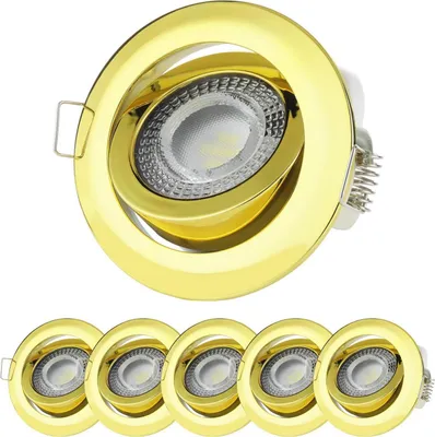 Produktbild von LED Einbaustrahler 6er Pack Flach Goldfarbig 3-STEP-Dimming 5W warmweiß