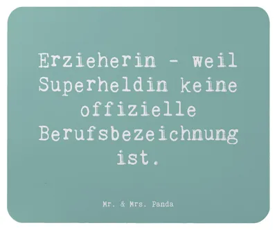 Produktbild von Mr. & Mrs. Panda Mauspad Spruch Erzieherin Superheldin - Meeresbrise - Geschenk, Berufe, laptop mousepad, Kindheit, Beruf, pc, Mouse Pad, Berufsprodukte, liebevolles