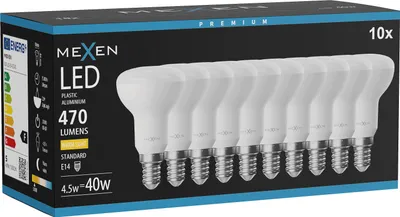 Obrázek produktu pro Mexen Nova 10x LED žárovka E14, R50, 4,5W, Teplá - 3000K, 470 lm - L103-E14-0530-01x10