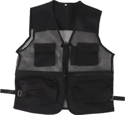 Obrázek produktu pro Vojenská vesta, odolná, prodyšná, s mnoha kapsami, síťovaná tkanina, pro rybaření, pro outdoorové aktivity, XXL, černá