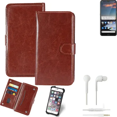 Produktbild von K-S-Trade 360° Hülle kompatibel mit Nokia 5.3 inkl. Headphones braun Kunstleder Case BookCase WalletCase Kunstlederederhülle Handyhülle,