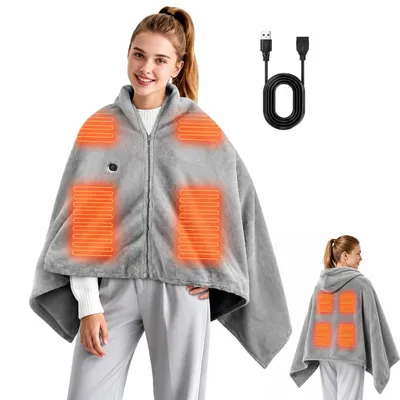 Produktbild von Elektrische Heizdecke USB 147x82cm, 3 Heizstufen, 8Heizzonen, schnell aufheizend, weich und waschbar, als Heizschal Wärmedecke für Büro Camping Auto