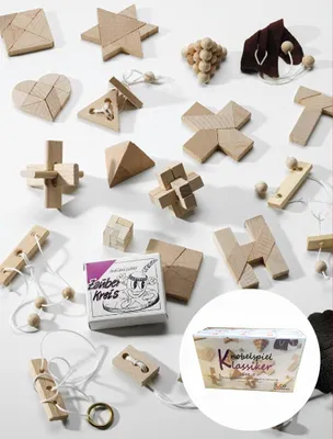 Produktbild von GICO Knobelspiel Klassiker Set 5 - 24 Geduldspiele für den Adventskalender in Geschenkverpackung - 2184