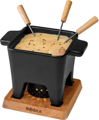 Produktbild von Boska Tapas Fondue Nero L - Käsefonue - Kleines Fondueset - Für Käsefondue & Saucen - Mit Teelicht - Spülmaschinenfest - 600 ml - Für 3 bis 4 Personen