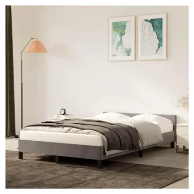 Produktbild von Bettgestell ohne Matratze in Hellgrau 120x190 cm aus Samt