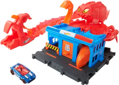 Produktbild von Hot Wheels City Nemesis Lab Scorpion Set inkl. 1 Spielzeugauto, Zubehör