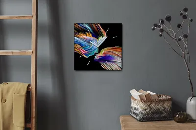 Produktbild von Coloray Hodiny Unikátní 30x30 cm  Tiché hodiny Pro obývací pokoj a kuchyň Nástěnné hodiny Plátno Bílé ručičky hodin - Podepsat expresionismus