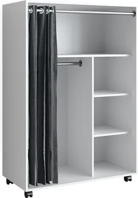Produktbild von Vicco Kleiderschrank Doros, 100 x 146.6 cm offen, mit Rollen, Weiß