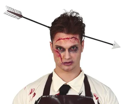 Productafbeelding van Halloween-pijlpunt haarband, griezelig hoofd, schmink, horror kostuum, kleding, kleur: zwart