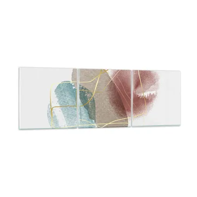 Produktbild von Bilder auf glas - 3 Teile - Form Figur Abstraktion - 90x30cm - Glasbilder - Wandbilder - Bilder - zum Aufhängen bereit - Wanddekoration aus Glas - Glas Bilder - Wandbild auf Glas - GCA90x30-5057