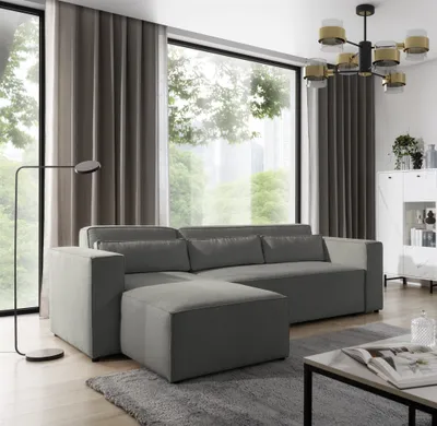 Produktbild von Ecksofa Schlafsofa WALDO Stoff Brooklyn Dunkelgrau Ottomane Links