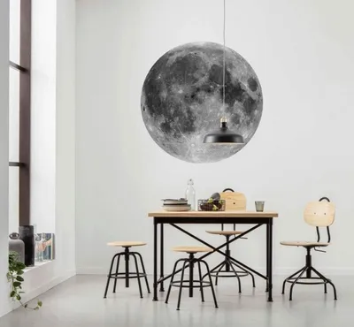 Zdjęcie produktu dla Komar tapeta flizelinowa okrągła i samoprzylepna "Księżyc" - rozmiar: 125 x 125 cm (szerokość x wysokość) - 1 szt