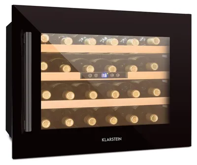 Produktbild von Klarstein Weinkühlschrank, 1 Zonen Getränkekühlschrank, Kleiner Einbau-Weinschrank Schmal, 57L Wein-Kühlschrank mit Glastür, Indoor/Outdoor Flaschenkühlschrank, Wine Fridge 5-22°C, 24 Flaschen