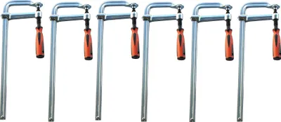 Produktbild von 6 Stück Profi Ganzstahl Schraubzwinge 400 x 120 mm Tischzwinge Zwingen