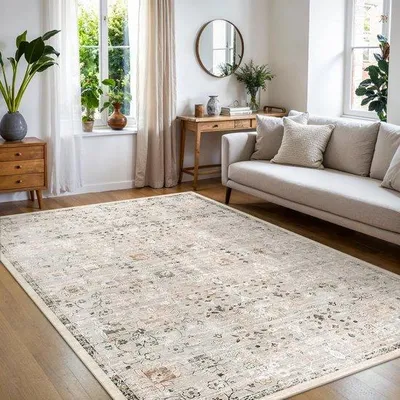 Image de Tapis vintage antidérapant pour le salon et la chambre, 160 x 230 cm, lavable