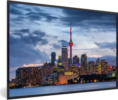 Produktbild von MuchoWow® Gerahmtes Poster Dämmerungswolken über Toronto in Kanada 90x60 cm - Poster mit Schwarzem Bilderrahmen Wandposter Rahmen Foto Bilder - Fotorahmen - Foto-Plakat