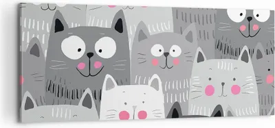 Produktbild von Bild auf Leinwand - Leinwandbild - Kittys Tiere Illustration - 100x40cm - Wand Bild - Wanddeko - Leinwanddruck - Bilder - Kunstdruck - Wanddekoration - Leinwand bilder - Wandkunst - AB100x40-2890