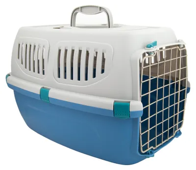 Produktbild von Gro?e Transportbox aus Kunststoff fš¹r Haustiere | Flugtaugliche Transportbox fš¹r Hunde und Katzen | Tragbarer Zwinger mit sicherem Verschluss | 55 x 35 x 34 cm