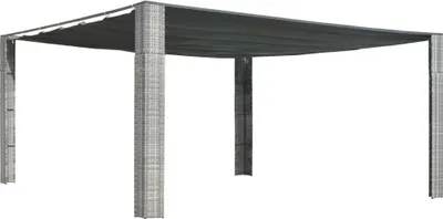 Image de Pavillon The Living Store avec toit coulissant en polyrotin 400 x 400 x 200 cm gris