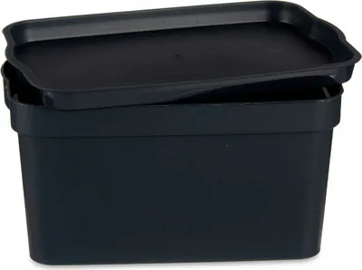 Image de Boîte de rangement de avec couvercle anthracite plastique 2,3 l 13,5 x 11 x 20 cm (24 pièces)