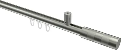 Produktbild von Interdeco Innenlaufstange / Gardinenstange mit Innenlauf Edelstahl-Optik, Typ Sonius Mavell (Zylinder Bicolor) Deckenmontage, 20 mm Ø 1-läufig, 120 cm