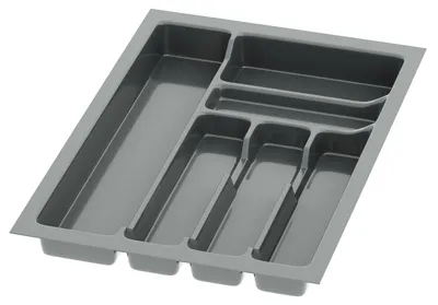Produktbild von Sossai Besteckeinsatz Divio für Schubladen 40cm | 33 x 49 cm | Anthrazit Besteckkasten Schubladeneinsatz