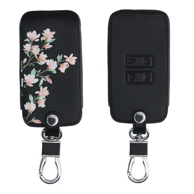 Produktbild von kwmobile Autoschlüssel Hülle kompatibel mit Renault 4-Tasten Smartkey Autoschlüssel (nur Keyless Go) - Kunstleder Schutzhülle Schlüsselhülle Magnolien