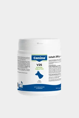Produktbild von Canina V25, Hund, Tablet, Allgemeiner Gesundheitszustand, Universal, Vitamin H (Biotin), Vitamin C, Vitamin A, Vitamin D, Vitamin B, Vitamin E, 200 g