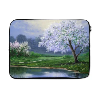 Produktbild von MuchoWow® Laptop Hülle 13 Zoll Malerei - Baum - Blüte - Natur - Wasser Laptoptasche - Laptophülle - Sleeve - Rundumschutz