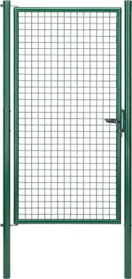 Produktbild von Alberts Wellengitter-Einzeltor mit Zubehör, Breite 100 cm, Höhe 200 cm, grün, zum Einbetonieren, Pfostenstärke 60 mm
