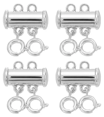 Kettenverschluss-Set, 4 Stück, magnetisch, silber, 15 x 7 mm