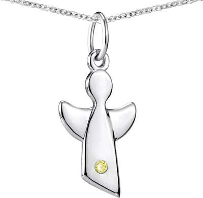 Produktbild von MATERIA Kinder Anhänger Schutzengel November Geburtsstein - 925 Silber Kinderkette mit Zirkonia KA-459-gelb