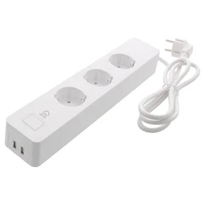 Obrázok produktu pre Deltaco SH-P03USB2, 3 AC zásuvky/AC zásuviek, Typ F, 1,5 m, Bezdrôtový, Biela, Biela