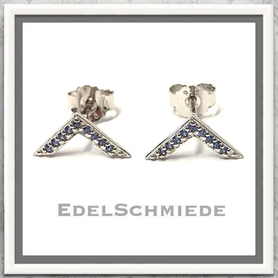 Produktbild von Edelschmiede925 Ohrstecker in V - Form 925 Silber Zirkonia blau