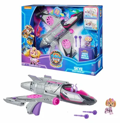 Produktbild von Paw Patrol: Der Mighty Kinofilm, Skyes Deluxe Superhelden-Jet inkl. Skye Figur (silber/rosa)