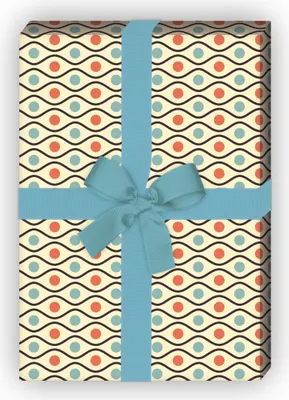 Produktbild von Schönes Vintage Geschenkpapier, Dekorpapier mit Retro Wellen Punkten, rot - G8630, 32 x 48cm
