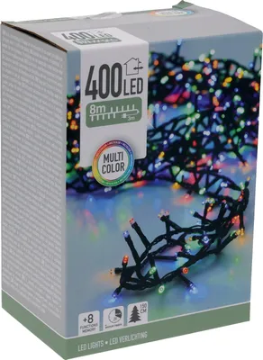 The image shows the packaging of LED cluster lights.