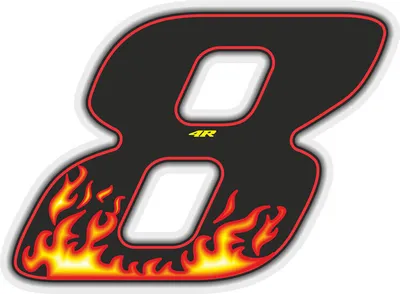 Produktbild von Sticker Rennnummer für Motorrad "8" Flames 100 x 130 mm