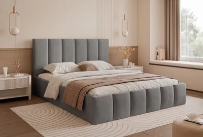 Produktbild von Besilio Möbel - Polsterbett 160x200 Tamara Slim - Modern Bett mit Lattenrost & Bettkasten - Samtstoff - Dunkelgrau & Velluto 18